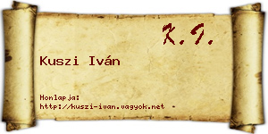 Kuszi Iván névjegykártya